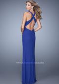 Picture of: Elegant Prom Dress with High Neck and Waist Gathering in Blue, Style: 21038, Back Picture