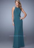 Picture of: Elegant Prom Dress with High Neck and Waist Gathering in Teal, Style: 21038, Detail Picture 2