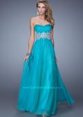 Picture of: Glamorous Prom Dress with Beaded Metallic Embroidery in Teal, Style: 21040, Detail Picture 1
