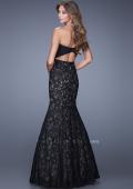 Picture of: Lace Mermaid Gown with Twisted Knot Detail in Black, Style: 21046, Back Picture