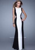 Picture of: Jersey Prom Dress with Modest Neckline and Pearls in Black White, Style: 21049, Main Picture