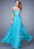 Picture of: Charming Chiffon Dress with Sheer Sides and Stones in Aqua, Style: 21054, Detail Picture 1