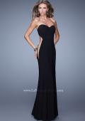 Picture of: Bold Long Prom Dress with Figure Flattering Piping in Black, Style: 21063, Main Picture