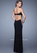 Picture of: Bold Long Prom Dress with Figure Flattering Piping in Black, Style: 21063, Back Picture
