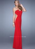 Picture of: Bold Long Prom Dress with Figure Flattering Piping in Red, Style: 21063, Detail Picture 1