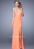 Picture of: Embellished Jersey Prom Dress with Sheer Detail in Orange, Style: 21071, Detail Picture 2