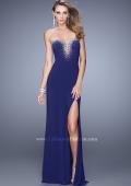 Picture of: Embellished Jersey Prom Dress with Sheer Detail in Blue, Style: 21071, Detail Picture 3