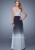 Picture of: Long Ombre Chiffon Dress with Beading and Belt in Black, Style: 21074, Main Picture