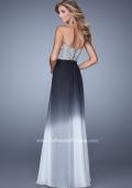 Picture of: Long Ombre Chiffon Dress with Beading and Belt in Black, Style: 21074, Back Picture
