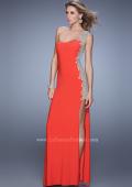 Picture of: One Shoulder Prom Gown with Metallic Embroidery in Red, Style: 21076, Detail Picture 1