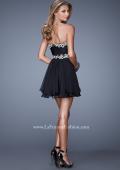 Picture of: Fun Cocktail Dress with Tiered Skirt and Ruched Bodice in Black, Style: 21081, Back Picture