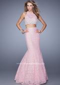 Picture of: Glam Two Piece Halter Lace Dress with Pearl Detail in Pink, Style: 21087, Detail Picture 1