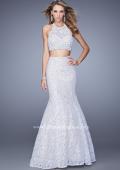 Picture of: Glam Two Piece Halter Lace Dress with Pearl Detail in White, Style: 21087, Detail Picture 2