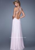 Picture of: Long Halter Prom Dress with Cut Outs and Open Back in Pink, Style: 21090, Back Picture