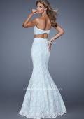 Picture of: Lace Two Piece Prom Dress with Mermaid Skirt in Blue, Style: 21096, Back Picture