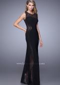 Picture of: Sleeveless Prom Dress with Sheer Neckline and Piping in Black, Style: 21097, Main Picture