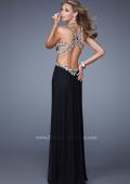 Picture of: Elegant Embroidered Long Gown with Sheer Overlay in Black, Style: 21101, Main Picture