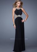Picture of: Elegant Embroidered Long Gown with Sheer Overlay in Black, Style: 21101, Back Picture