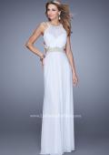 Picture of: Elegant Embroidered Long Gown with Sheer Overlay in White, Style: 21101, Detail Picture 4