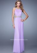 Picture of: Elegant Embroidered Long Gown with Sheer Overlay in Purple, Style: 21101, Detail Picture 5