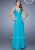Picture of: Plunging Neck Prom Dress with Sheer :Lace Straps in Aqua, Style: 21102, Main Picture