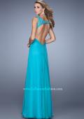 Picture of: Plunging Neck Prom Dress with Sheer :Lace Straps in Aqua, Style: 21102, Back Picture
