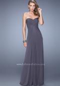 Picture of: Graceful Long Prom Dress with Crisscross Gathered Bodice in Gray, Style: 21103, Detail Picture 1