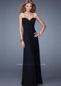 Picture of: Classic Dress with Sheer Straps and Gathered Knot Detail in Black, Style: 21104, Main Picture