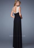 Picture of: Classic Dress with Sheer Straps and Gathered Knot Detail in Black, Style: 21104, Back Picture