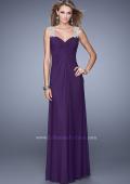 Picture of: Classic Dress with Sheer Straps and Gathered Knot Detail in Purple, Style: 21104, Detail Picture 3