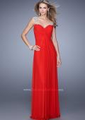 Picture of: Classic Dress with Sheer Straps and Gathered Knot Detail in Red, Style: 21104, Detail Picture 4