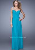 Picture of: Classic Dress with Sheer Straps and Gathered Knot Detail in Aqua, Style: 21104, Detail Picture 5