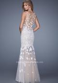 Picture of: Long Lace Prom Dress with Sheer Tulle Skirt and Lace in White, Style: 21105, Back Picture