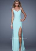 Picture of: Sultry Long Jersey Prom Dress with Beading and Slit in Mint, Style: 21111, Back Picture