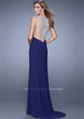 Picture of: Sultry Long Jersey Prom Dress with Beading and Slit in Blue, Style: 21111, Detail Picture 1