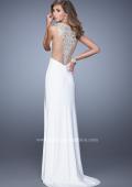 Picture of: Sultry Long Jersey Prom Dress with Beading and Slit in White, Style: 21111, Detail Picture 6