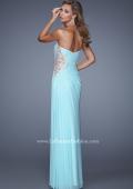 Picture of: Glam Prom Dress with Sheer Cut Outs and Embroidery in Mint, Style: 21115, Back Picture