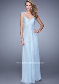 Picture of: Chiffon Prom Gown with Knot Detail and Sheer Accents in Blue, Style: 21116, Detail Picture 1