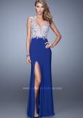 Picture of: Embroidered Dress with Beaded Straps and Open Back in Blue, Style: 21120, Detail Picture 2
