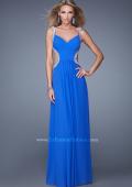 Picture of: Crisscross Gathered Bodice Prom Dress with Beaded Straps in Blue, Style: 21123, Main Picture