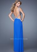 Picture of: Crisscross Gathered Bodice Prom Dress with Beaded Straps in Blue, Style: 21123, Back Picture