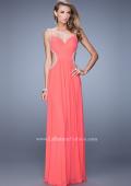 Picture of: Crisscross Gathered Bodice Prom Dress with Beaded Straps in Peach, Style: 21123, Detail Picture 2