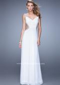 Picture of: Crisscross Gathered Bodice Prom Dress with Beaded Straps in White, Style: 21123, Detail Picture 4