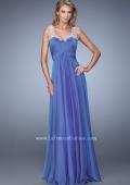 Picture of: Long Chiffon Prom Gown with Sheer Embroidered Straps in Purple, Style: 21130, Detail Picture 2