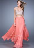 Picture of: Beaded Top Ling Two Piece Prom Dress with Beaded Waist in Coral, Style: 21135, Detail Picture 3