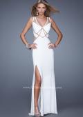 Picture of: Elegant Fitted Prom Dress with V Neck and Side Slit in White, Style: 21140, Main Picture