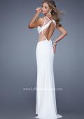 Picture of: Elegant Fitted Prom Dress with V Neck and Side Slit in White, Style: 21140, Back Picture