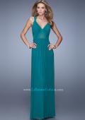 Picture of: Simple Long Jersey Prom Dress with Crisscross Straps in Teal, Style: 21143, Detail Picture 1