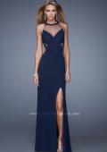 Picture of: Long Prom Gown with Ruched Bodice and Open Back in Plum, Style: 21144, Back Picture