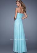Picture of: Long Chiffon Gown with Know Detail and Sequin Underlay in Mint, Style: 21148, Back Picture